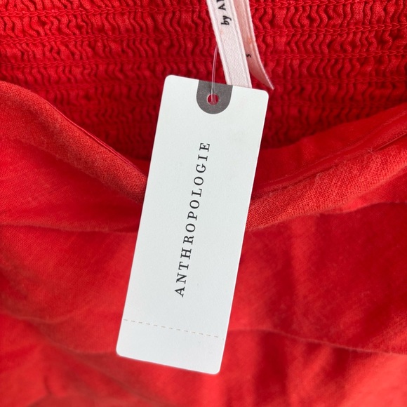 NWT By Anthropologie Linen Short Romper Bright Red, Size S - Picture 15 of 15